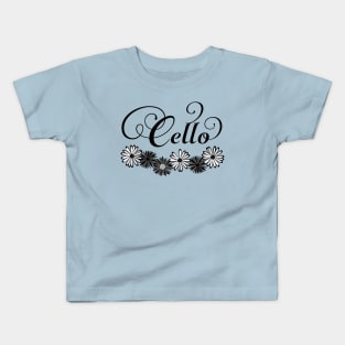 Cello Flowers Text Kids T-Shirt